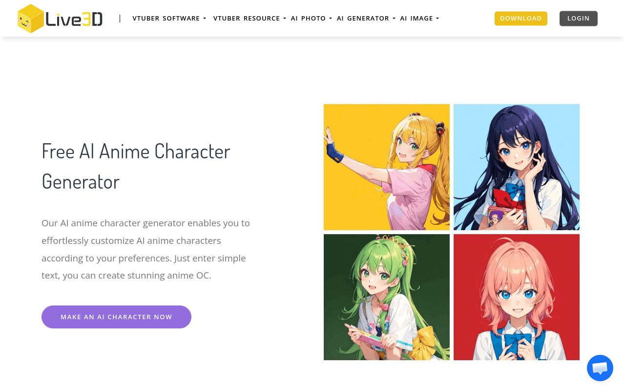 AI Anime Character Generator By Live3D