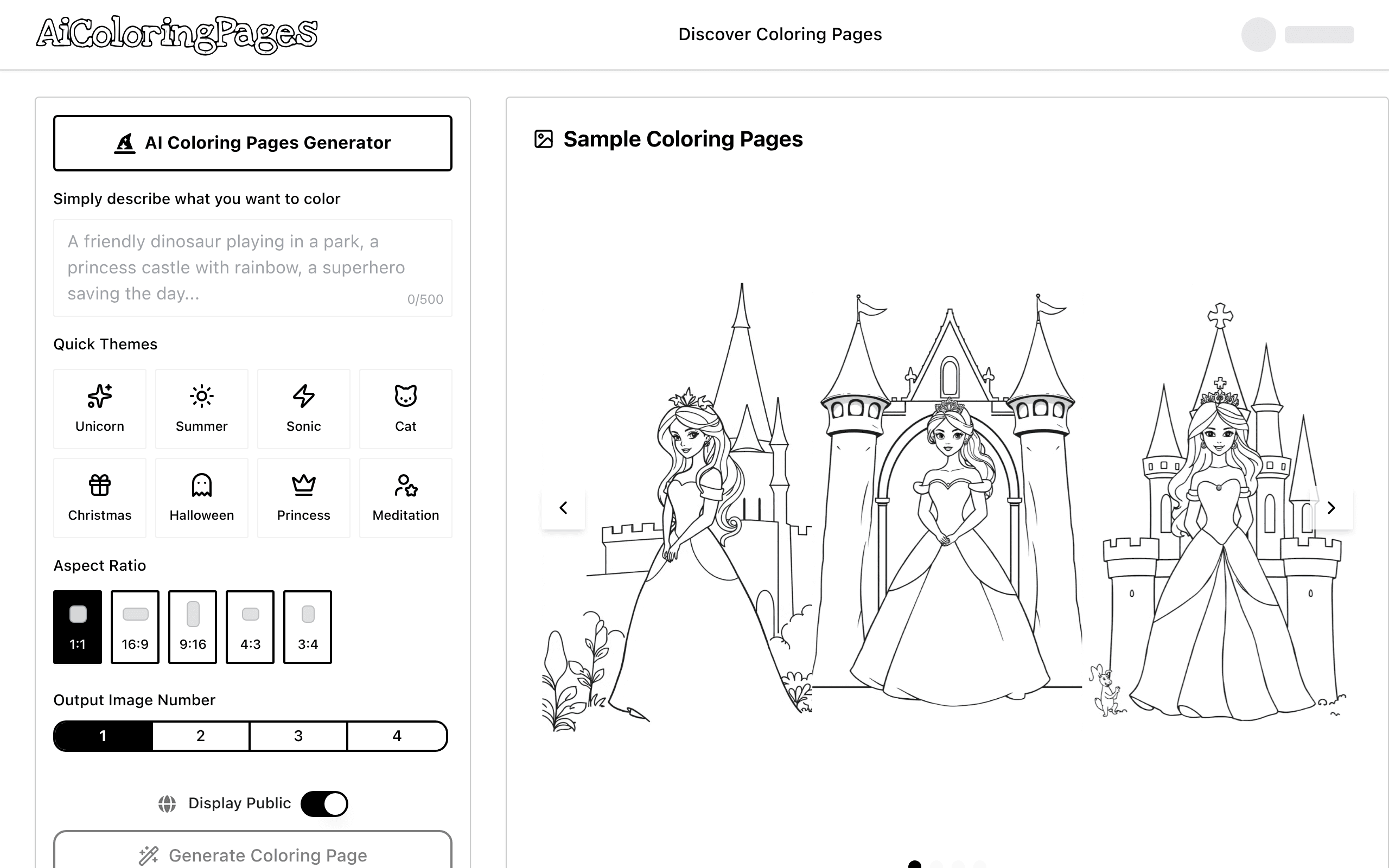 AI Coloring Pages App