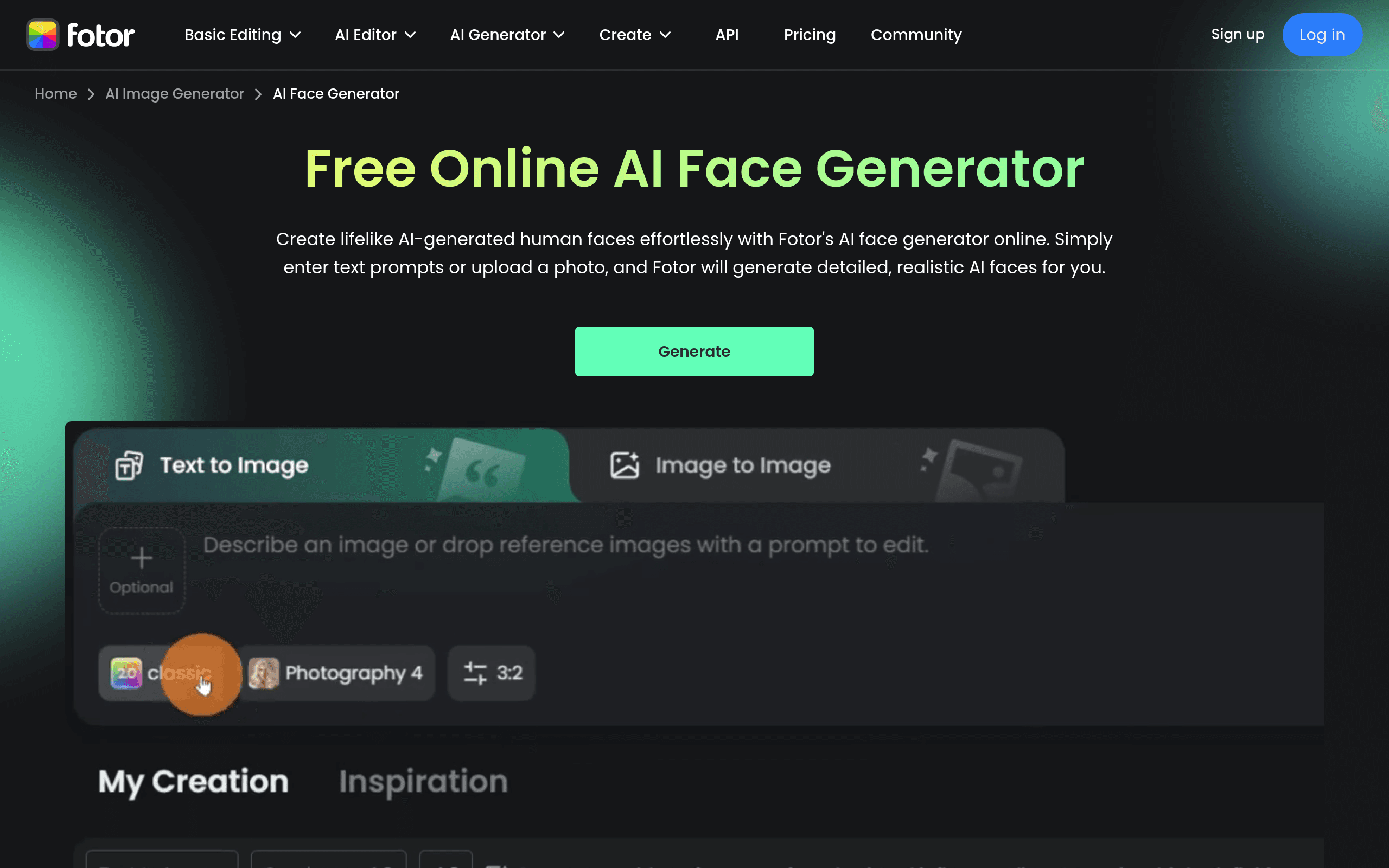 AI Face Generator By Fotor