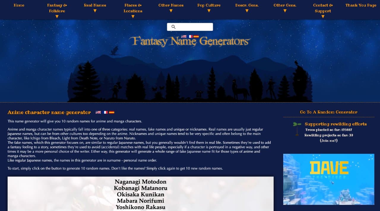 Anime Character Name Generator | Fantasy Name Generators