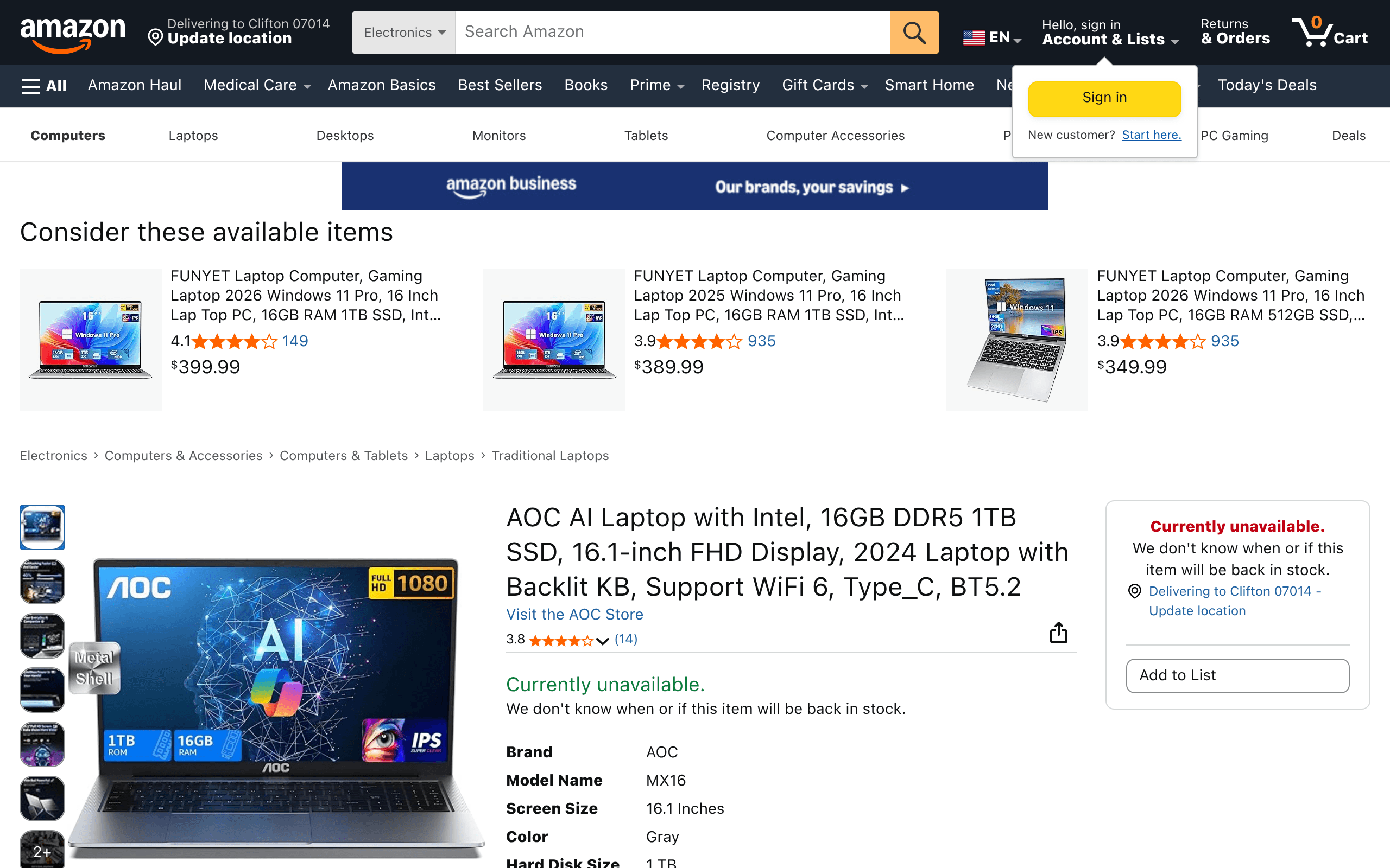 AOC AI Gaming Laptop
