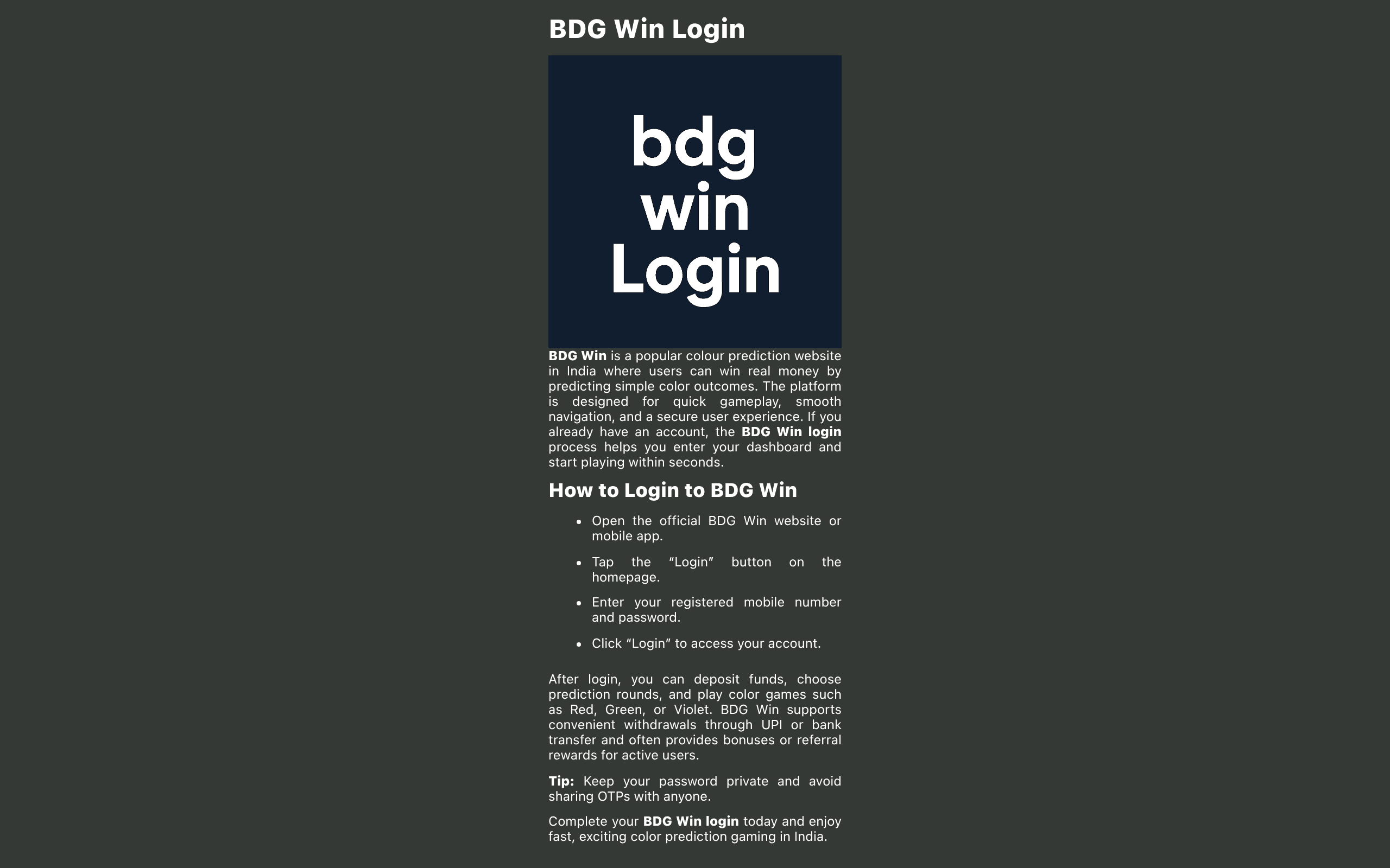 BDG Win