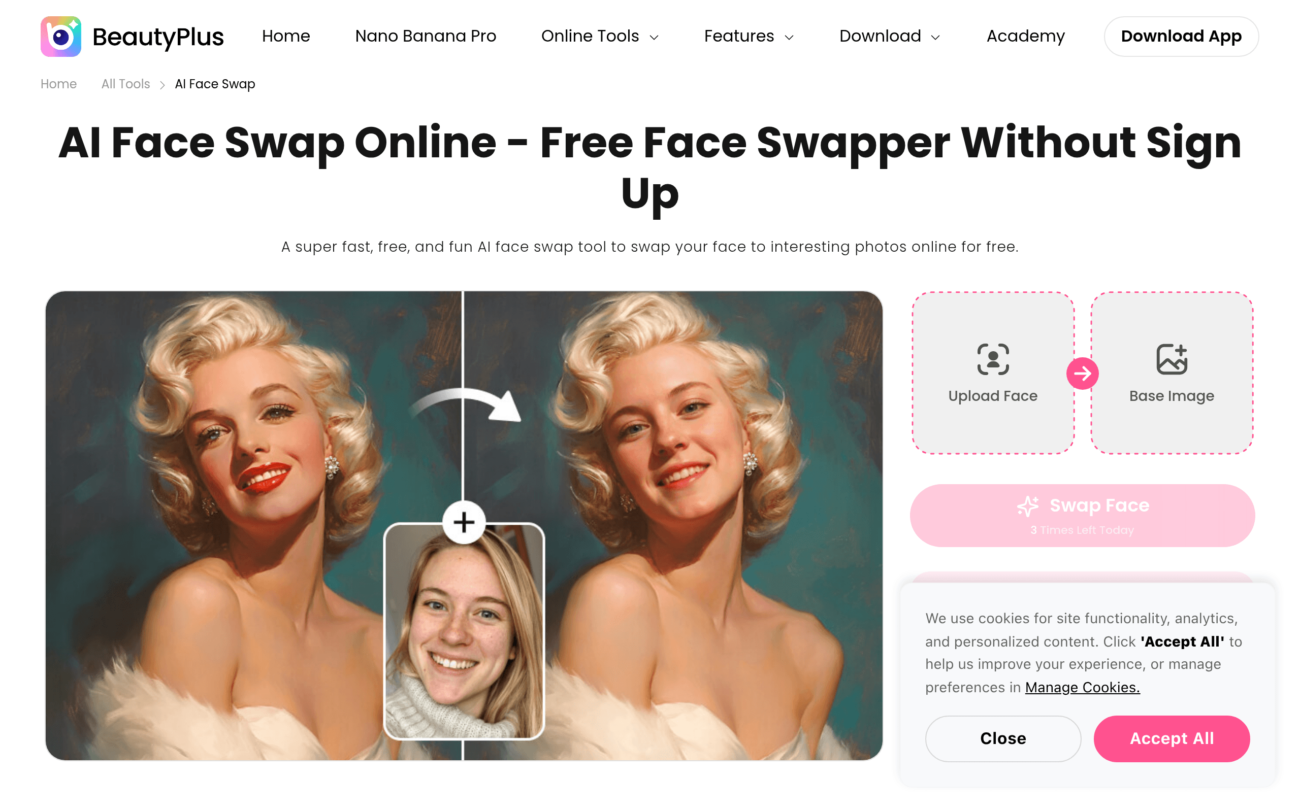 BeautyPlus AI Face Swap