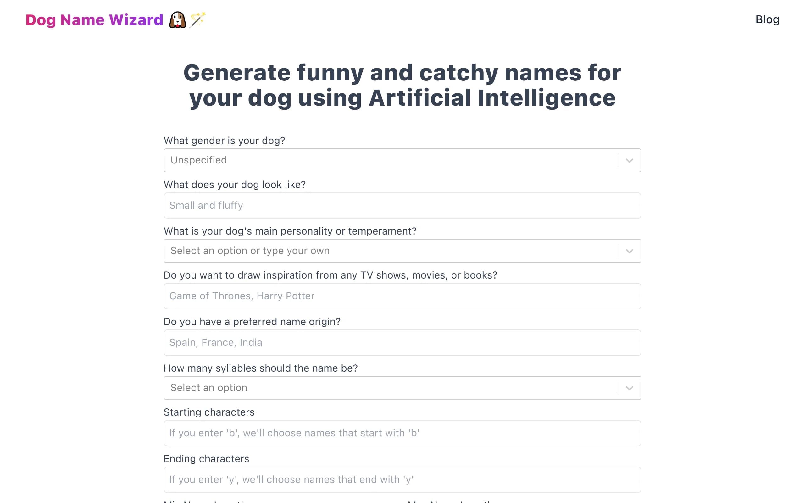 Dog Name Wizard