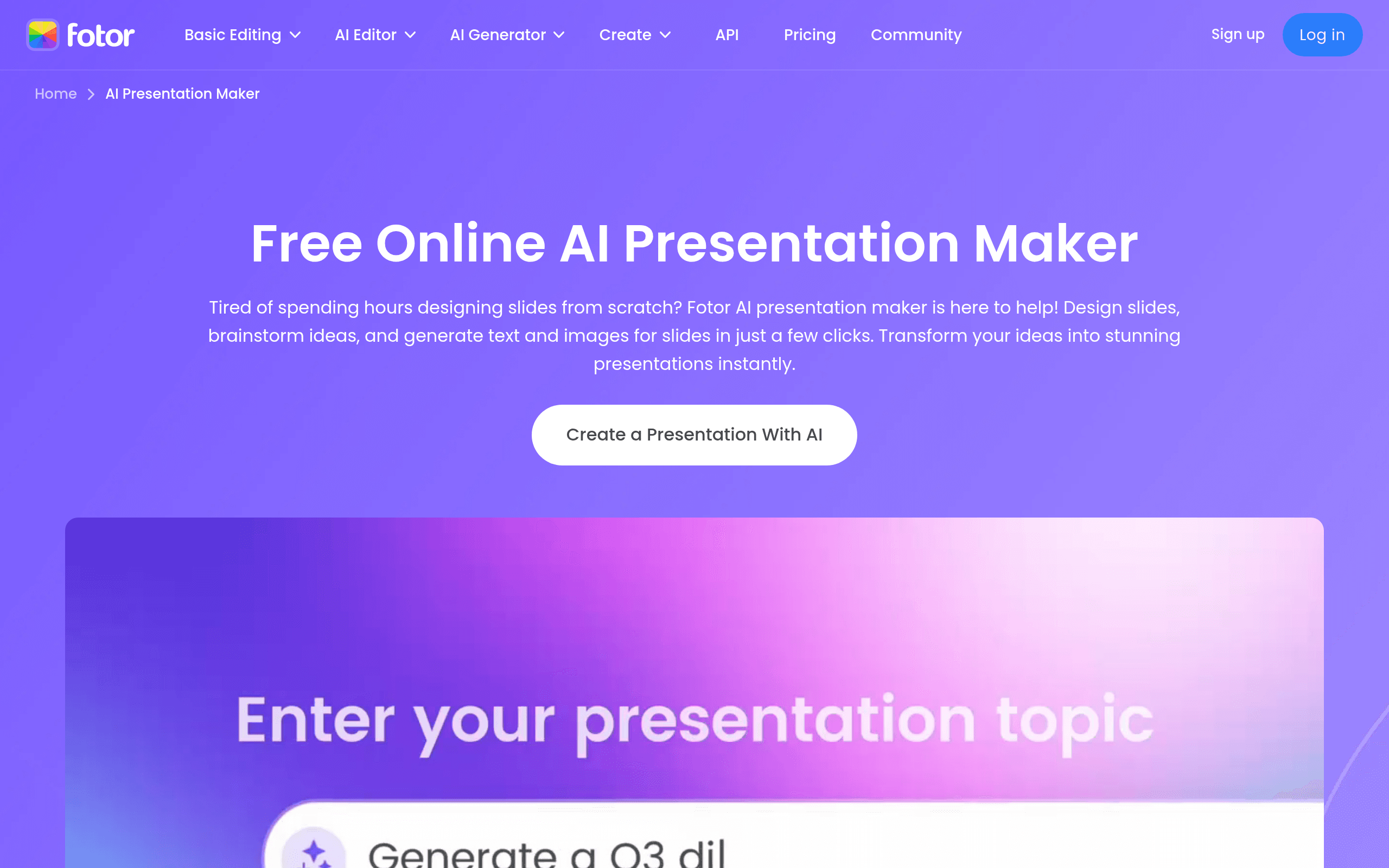 Fotor's AI Presentation Maker
