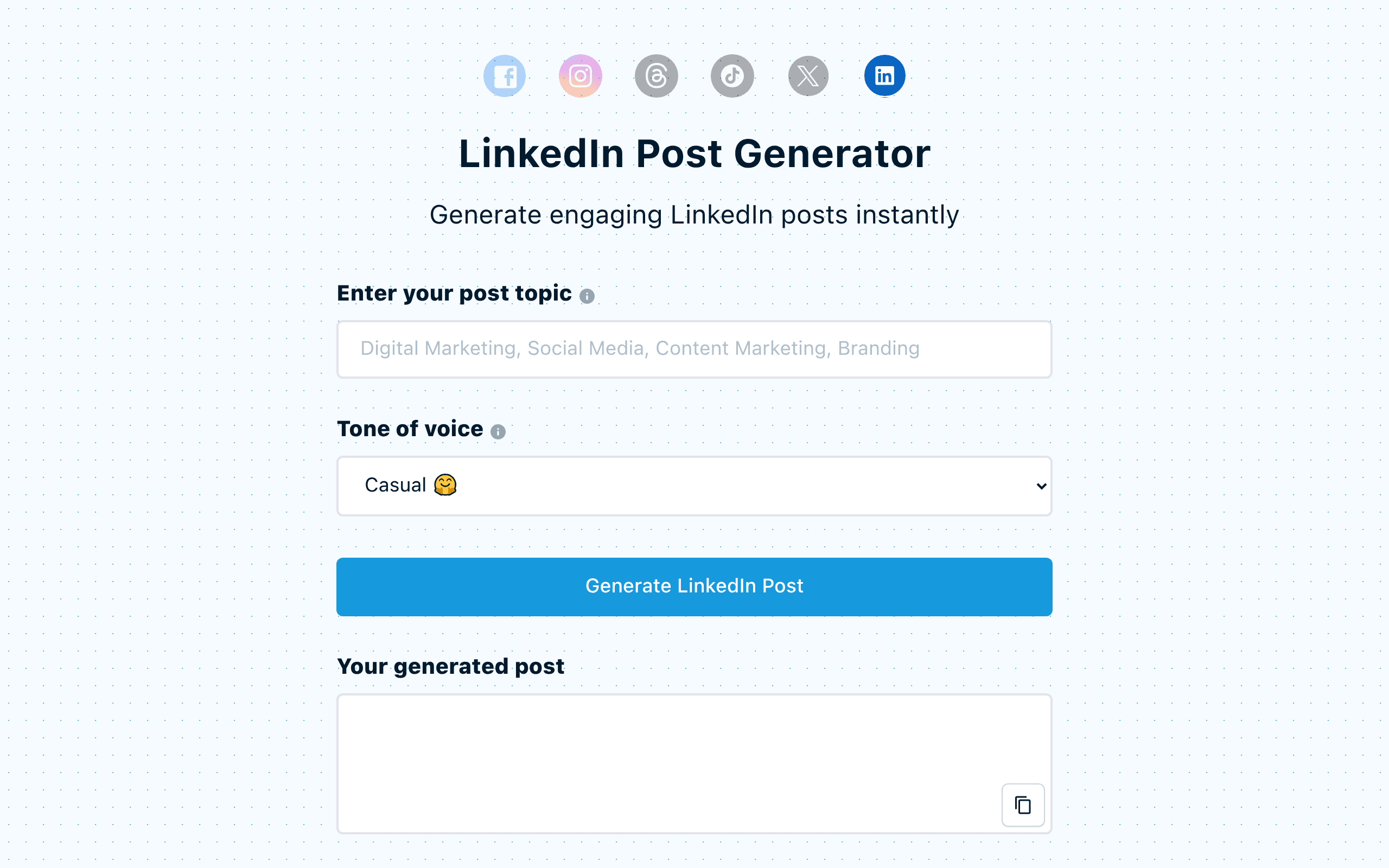 Free AI LinkedIn Post Generator