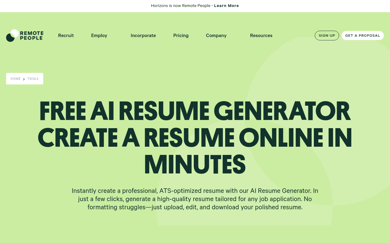 Free AI Resume Generator