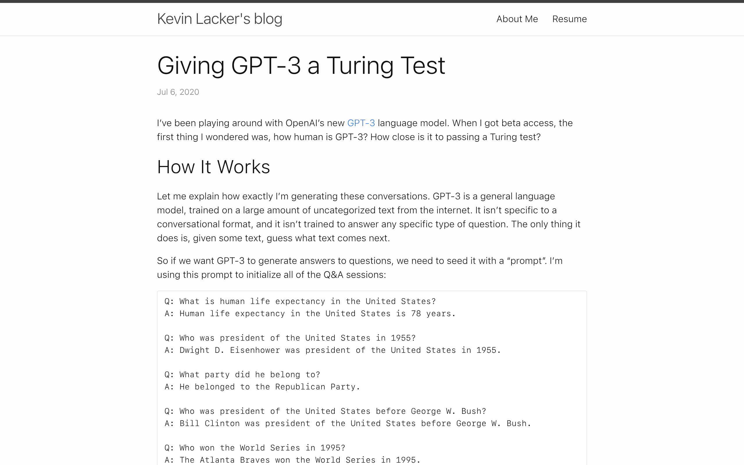 Giving GPT-3 a Turing Test