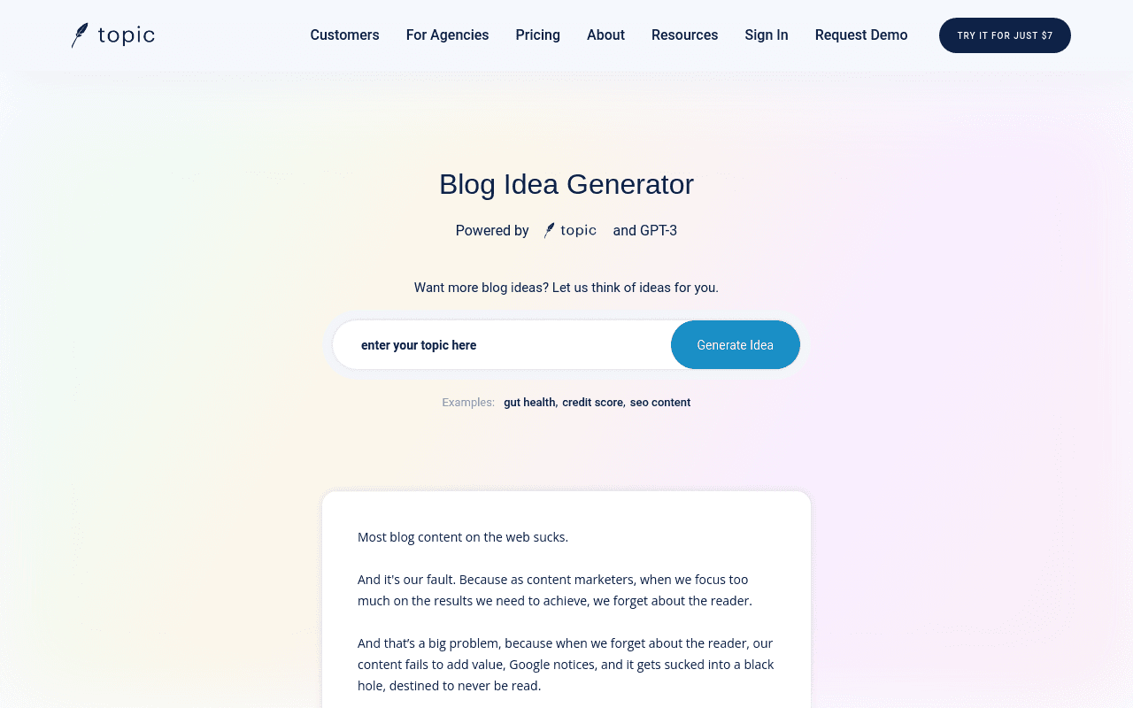 GPT-3 Blog Idea Generator
