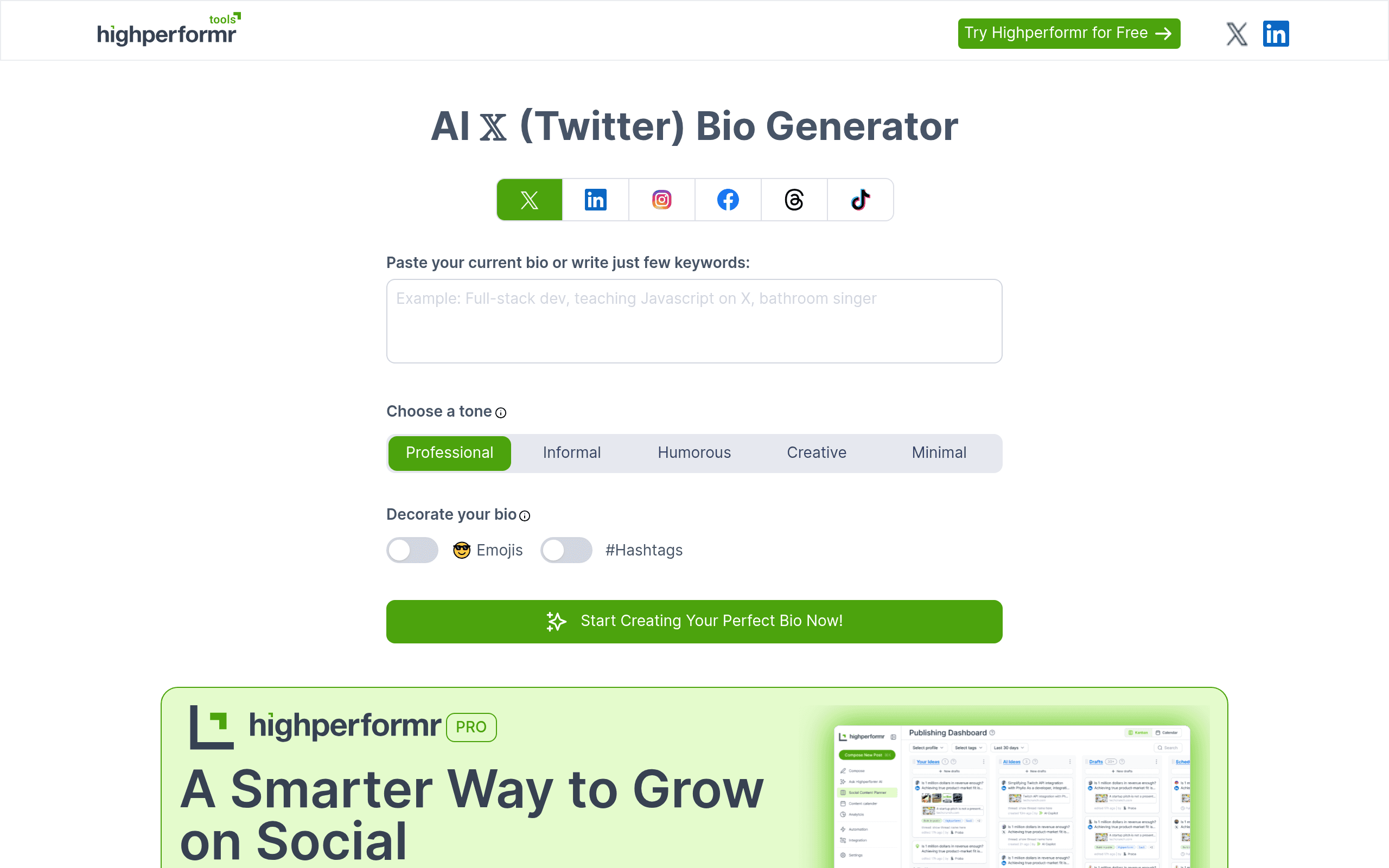 HighPerformer Social Bio