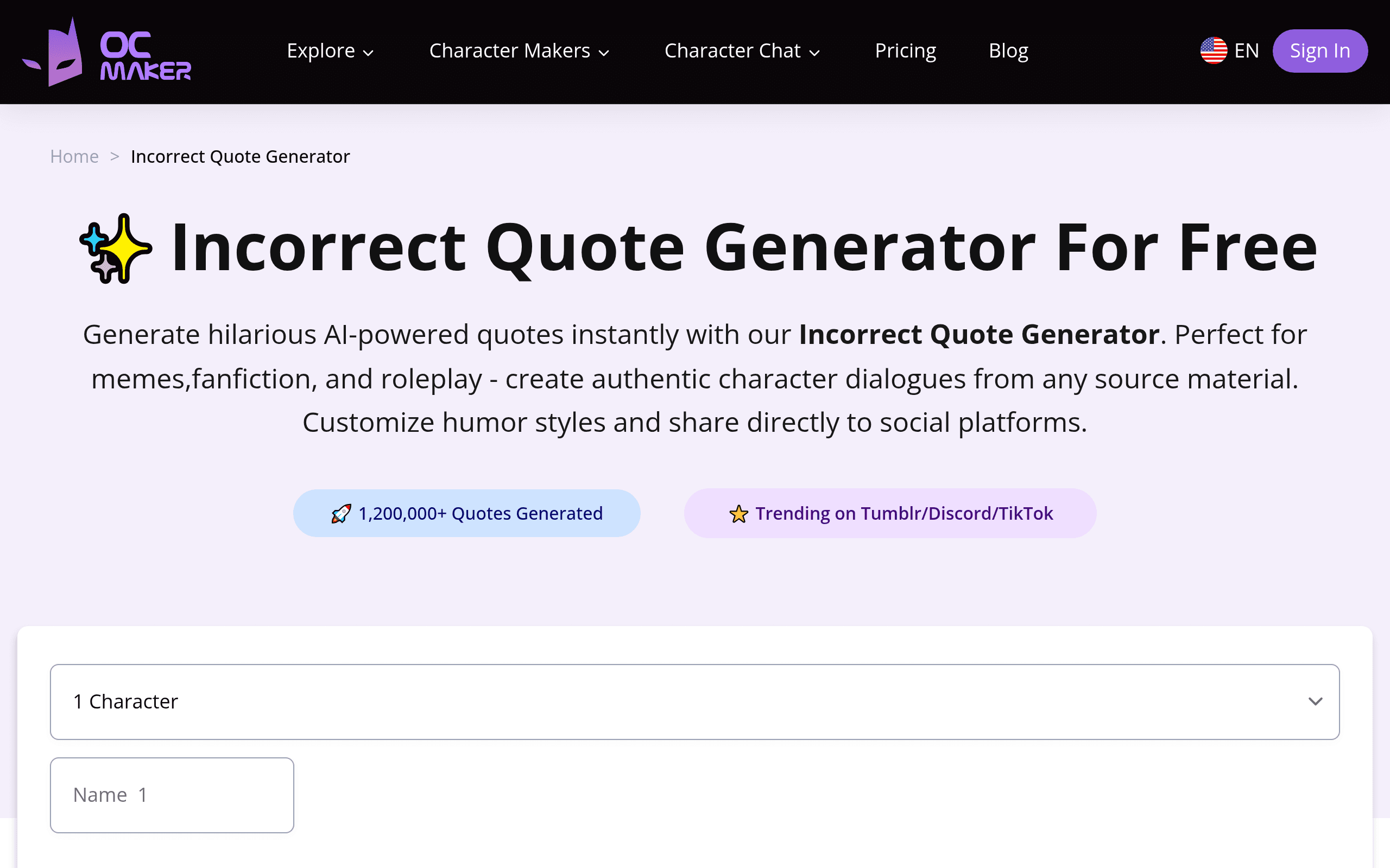 Incorrect Quote Generator