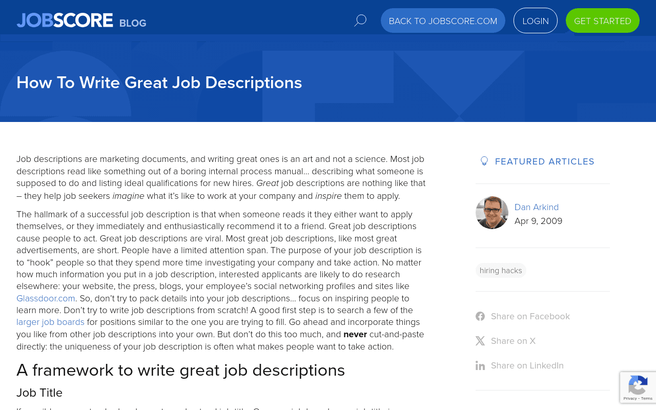 JobScore Job Description Builder
