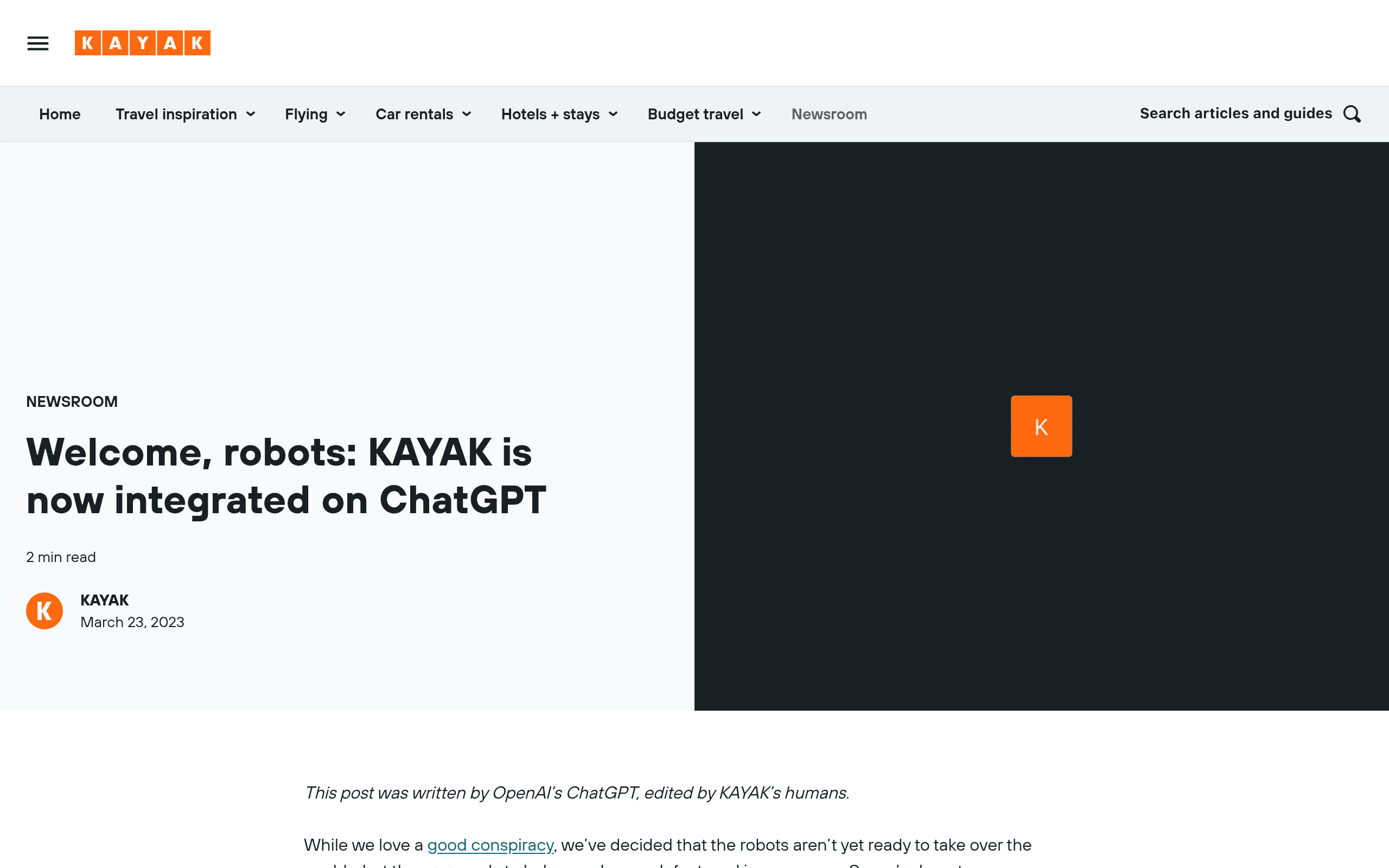 Kayak ChatGPT plugin