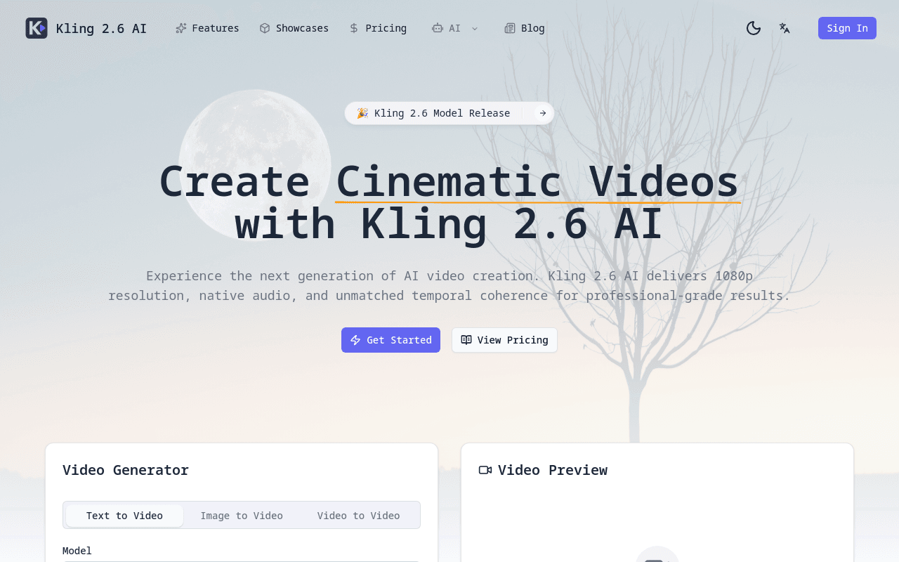 Kling 2.6 AI Video Generator