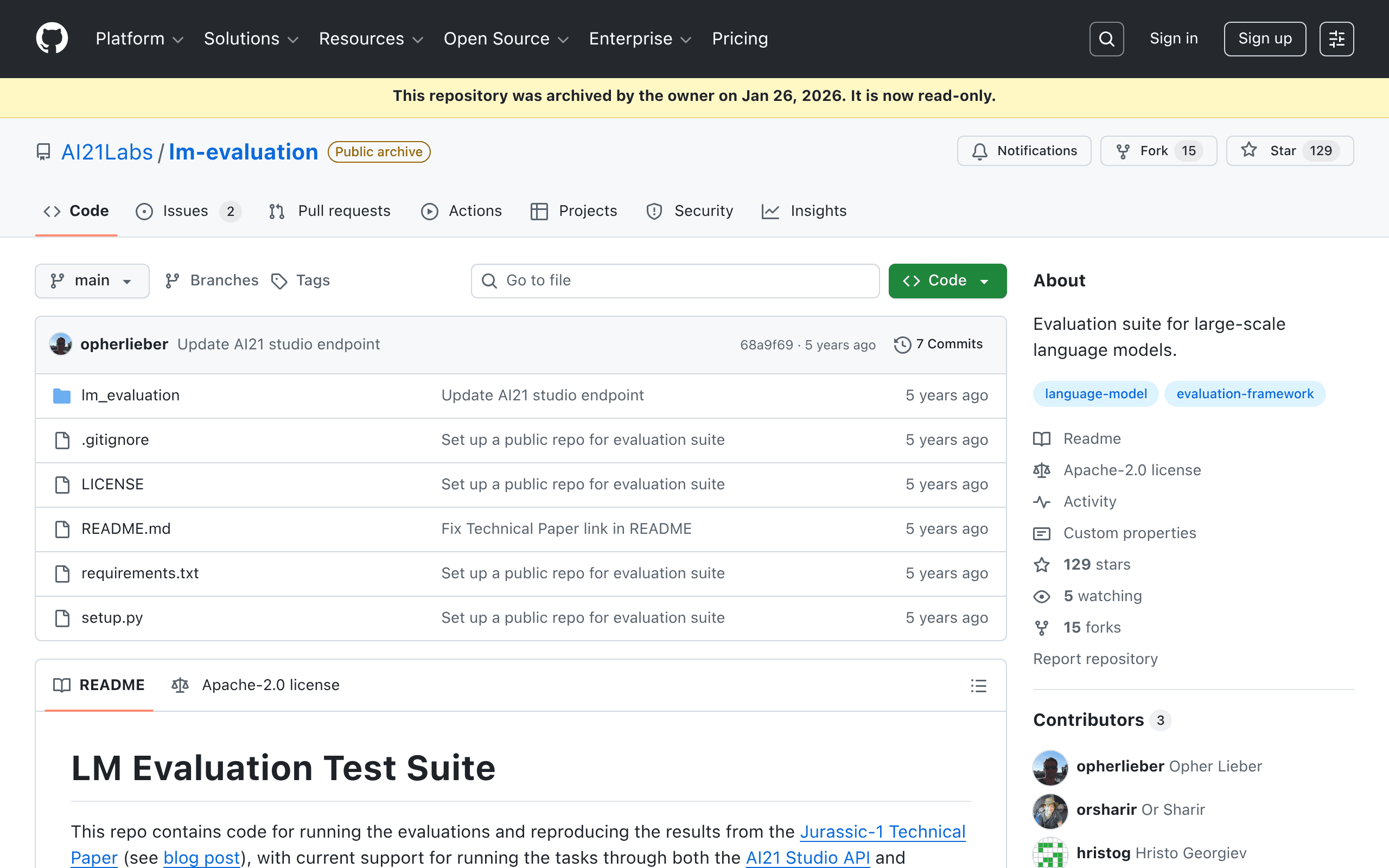 LM Evaluation Test Suite by AI21Labs
