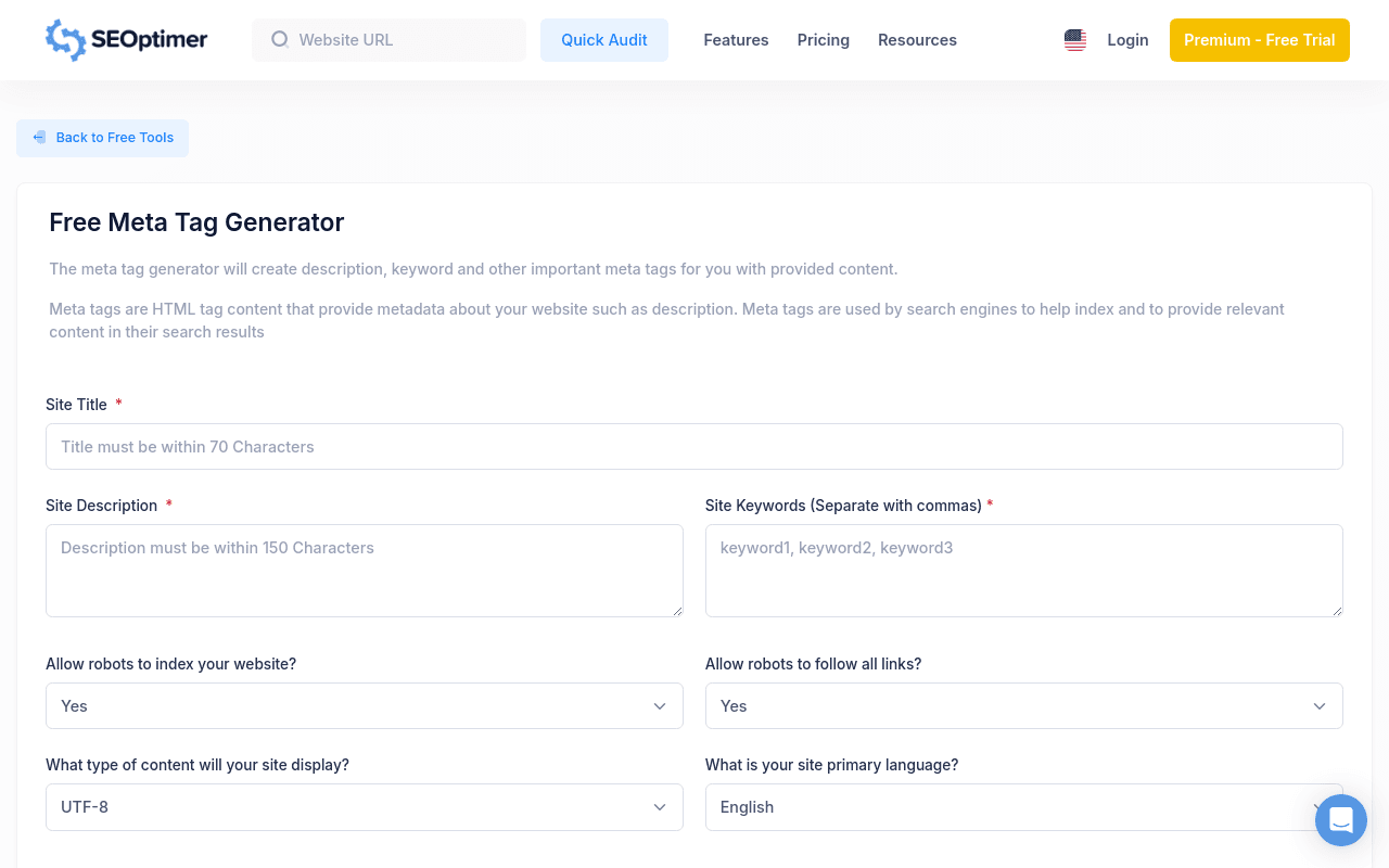 Meta Description Template Generator By SEOptimer
