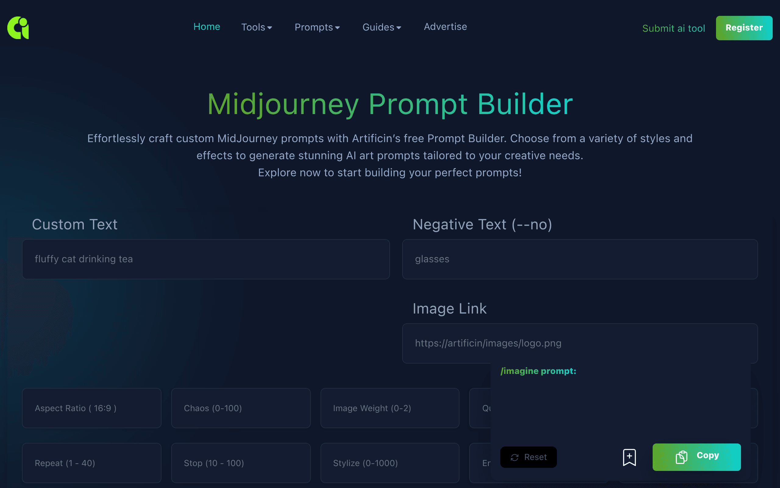 Midjourney Prompt Builder