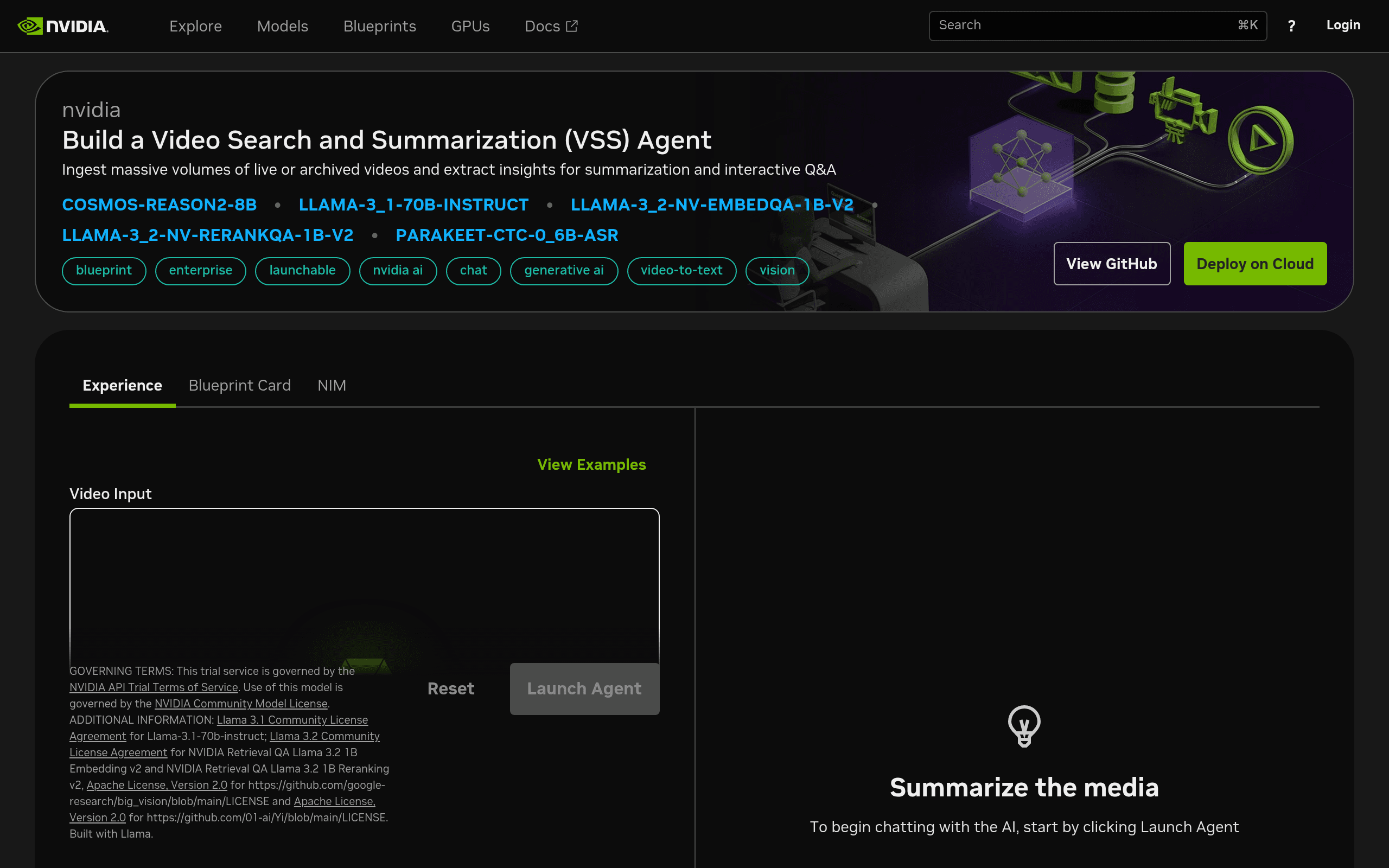NVIDIA Video Search and Summarization
