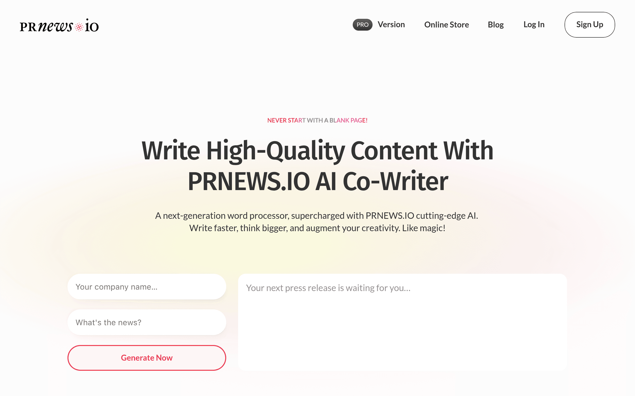 PRNEWS.IO AI Co-Writer