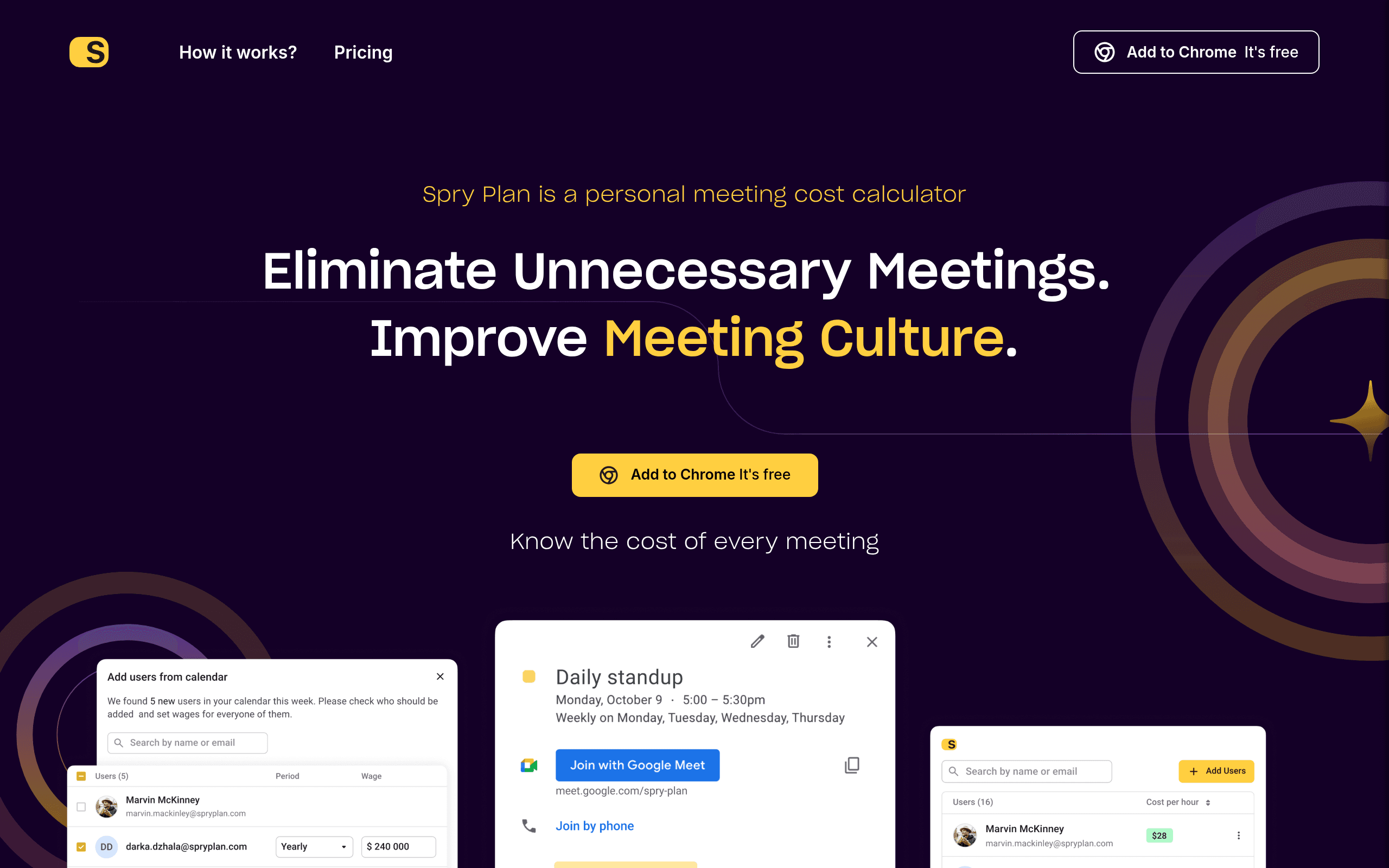 Spry Plan: Meeting Cost Calculator