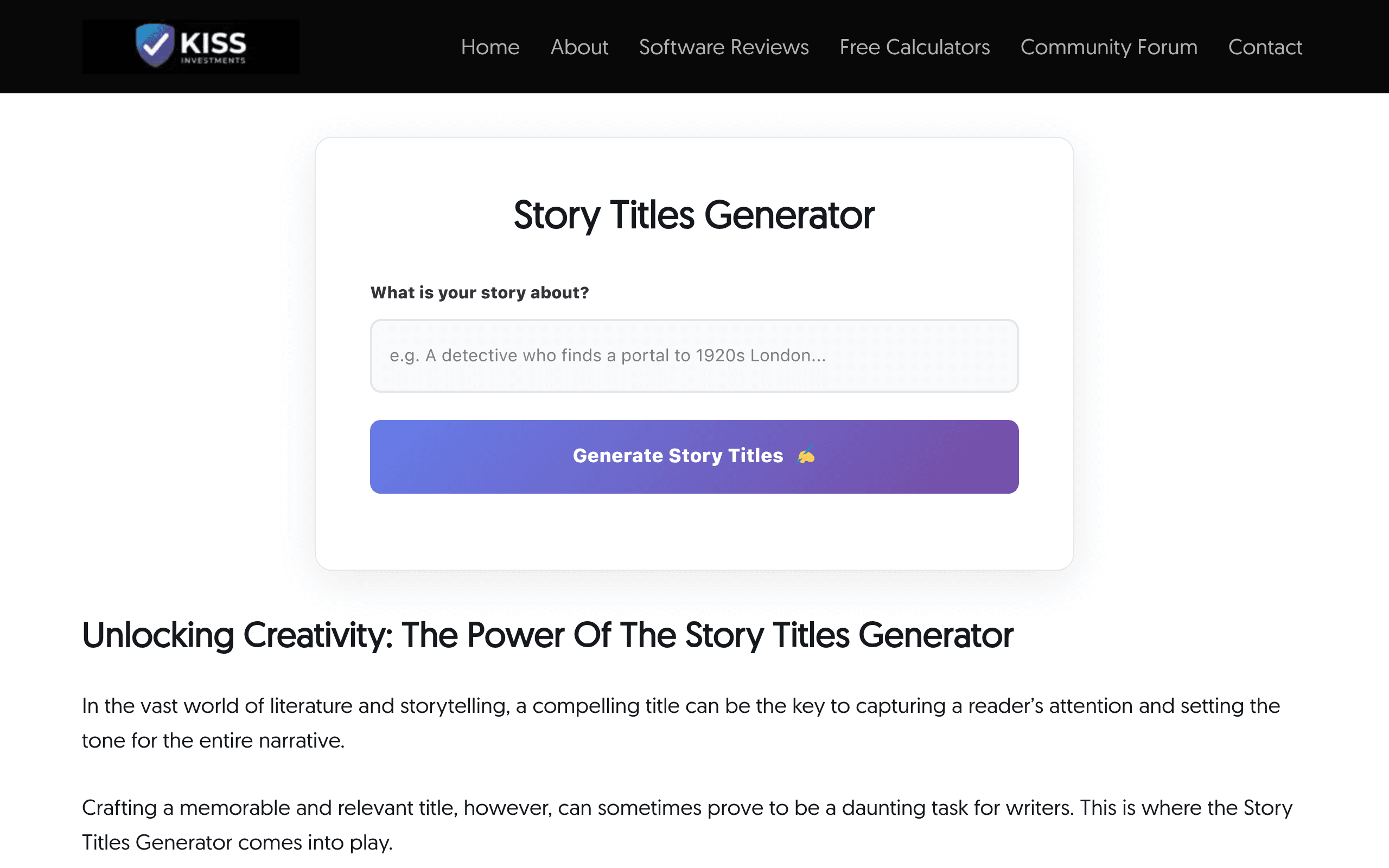 Story Titles Generator