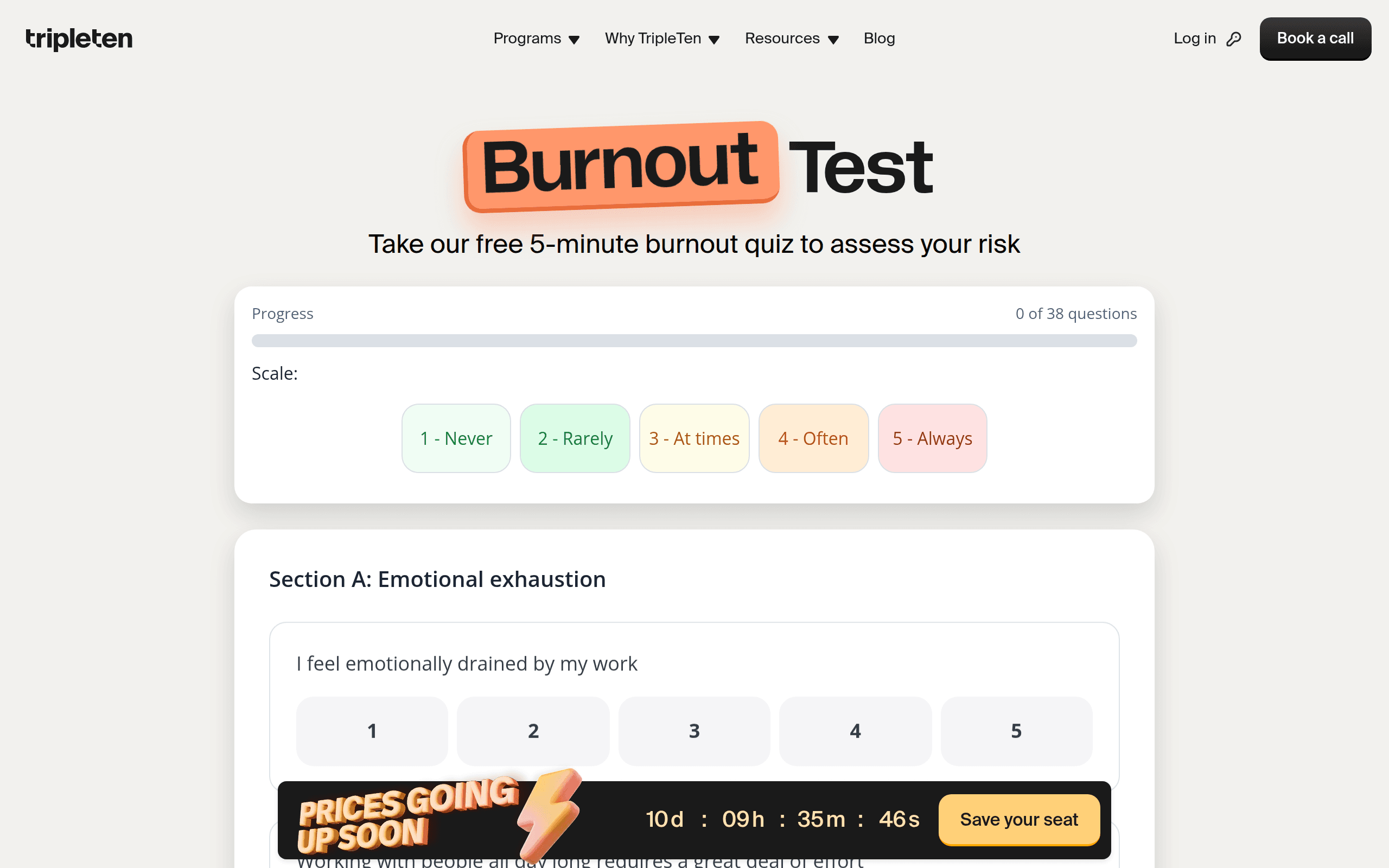 TripleTen Burnout Test