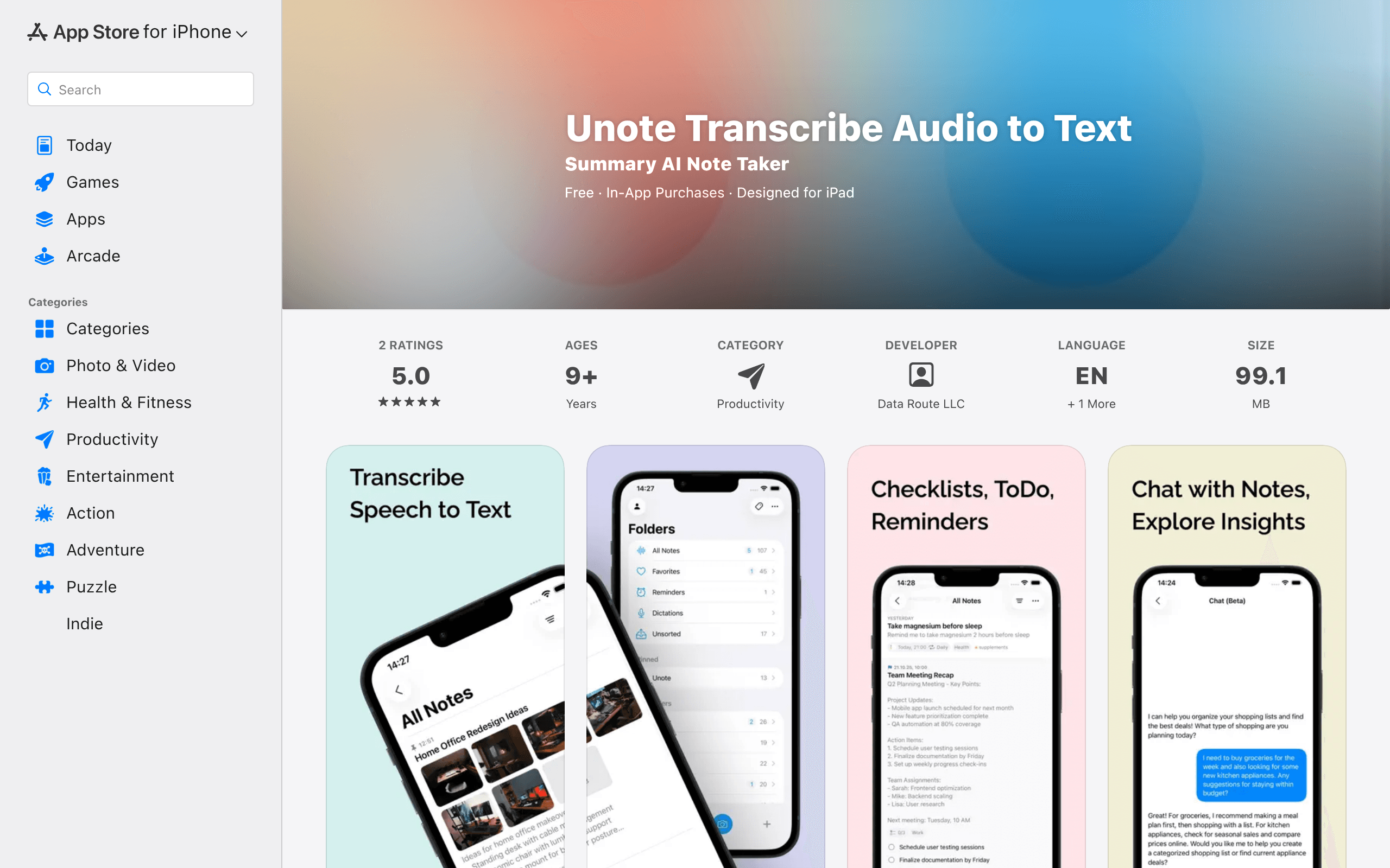 Unote: AI Voice Notes