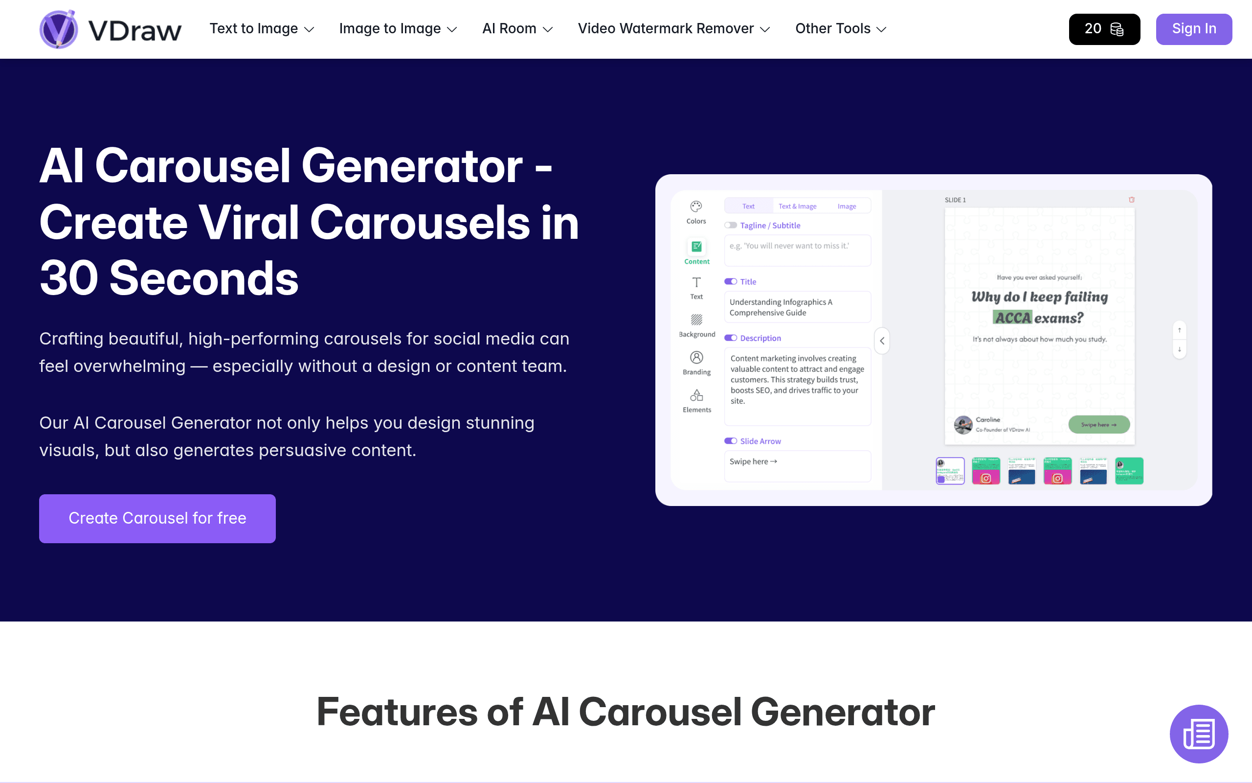 VDraw - AI Carousel Generator