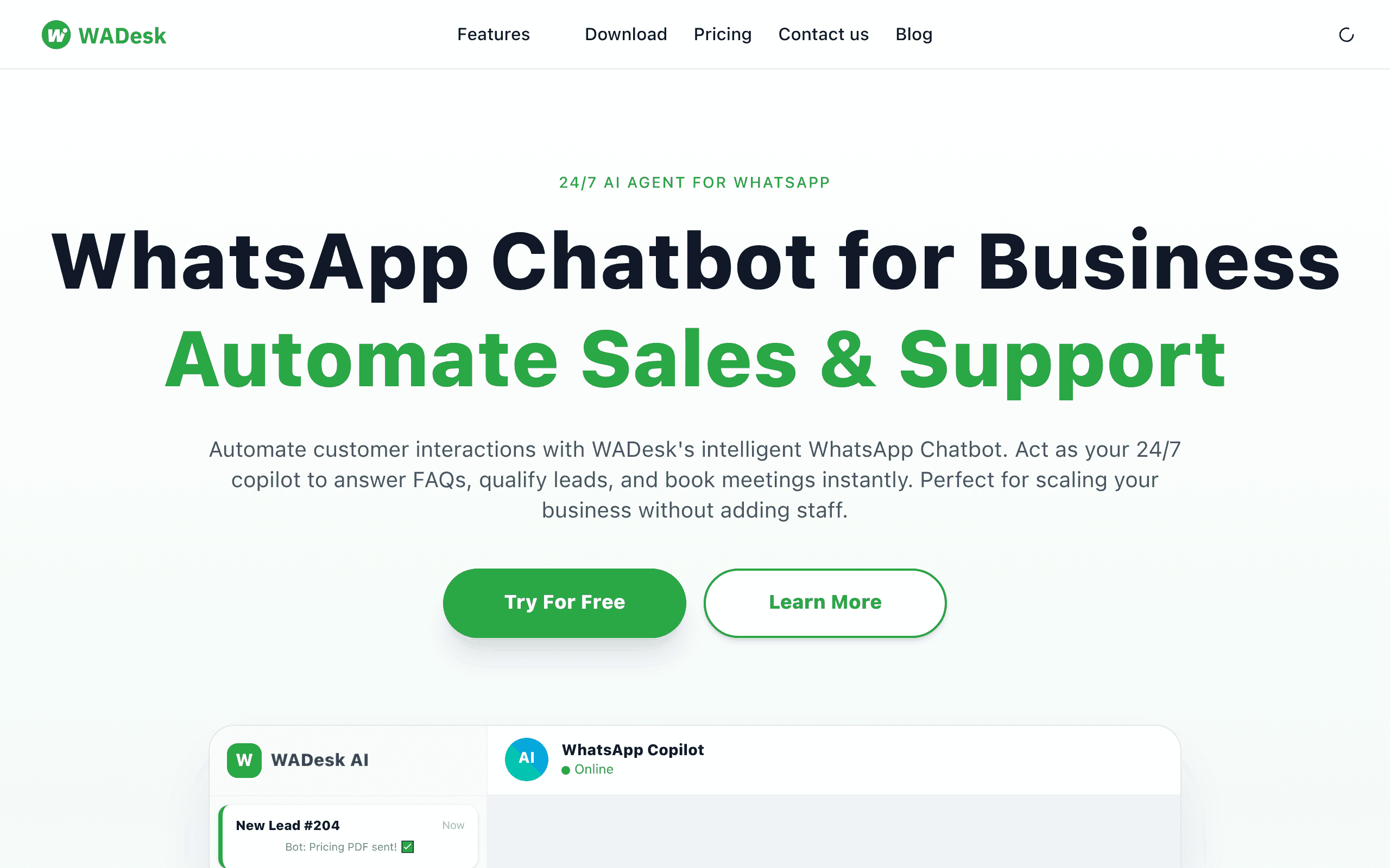Wadesk WhatsApp Chatbot