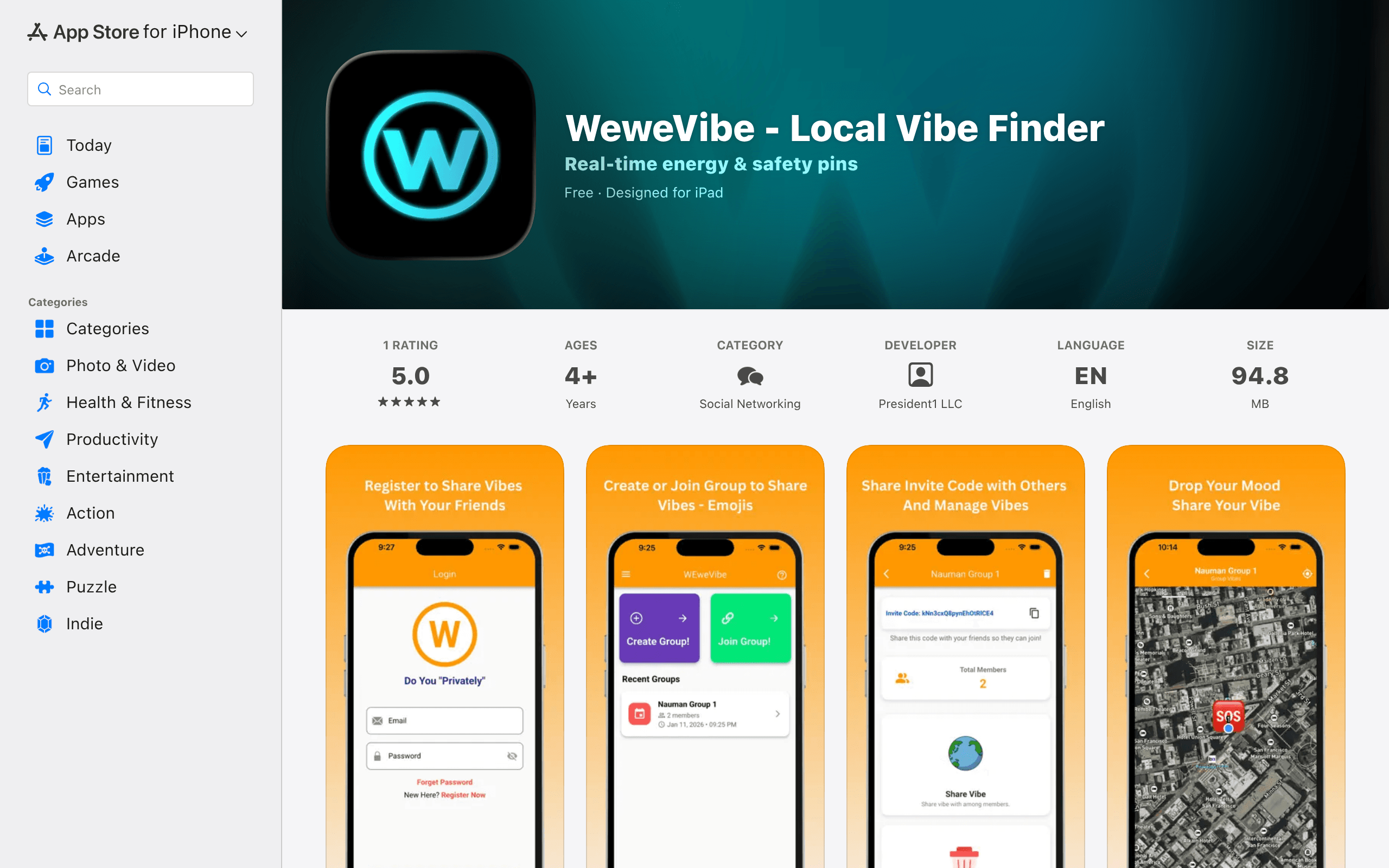 WeweVibe - Private Vibe Finder, Private Group and saf...