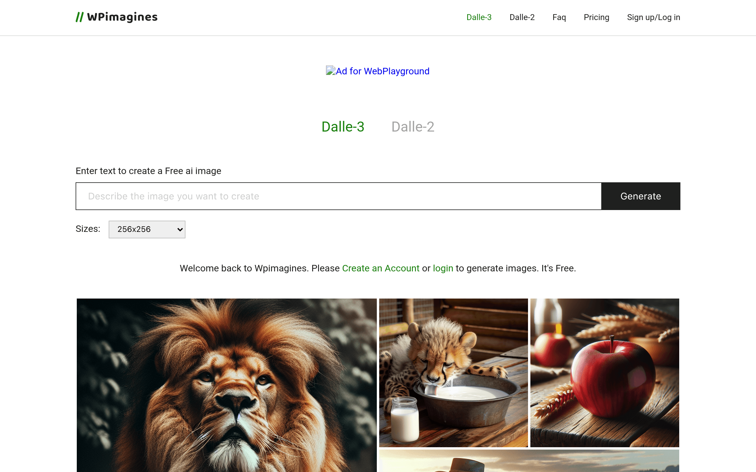 WPimagines AI image generator